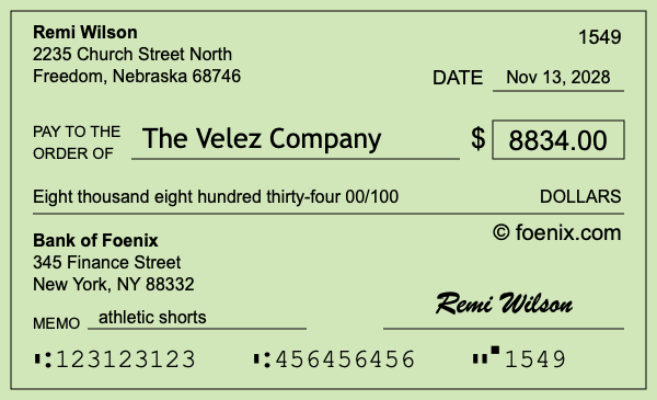 How to write a check for $8,834