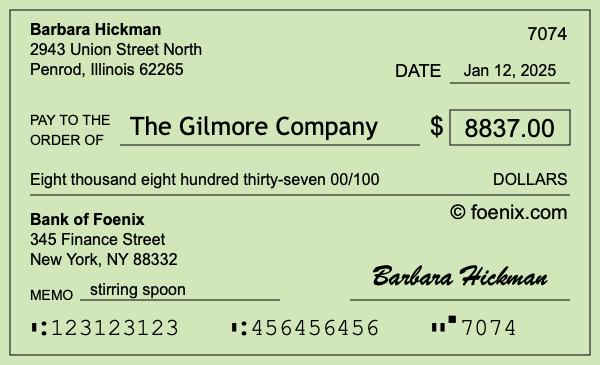 How to write a check for $8,837