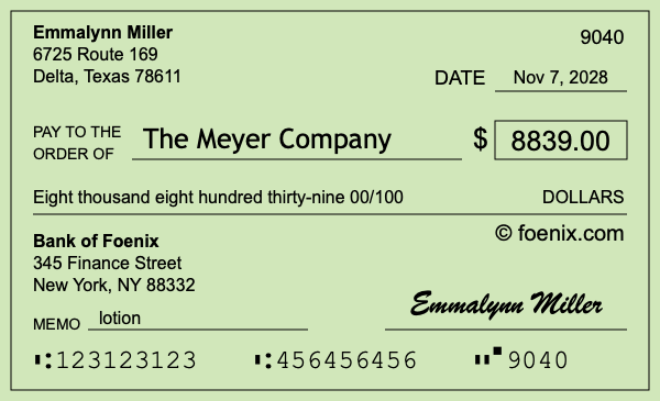 How to write a check for $8,839
