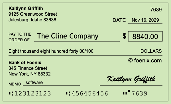 How to write a check for $8,840