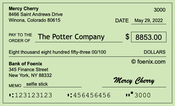 How to write a check for $8,853