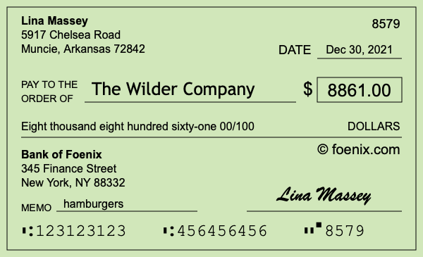 How to write a check for $8,861