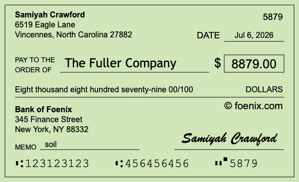 How to write a check for $8,879