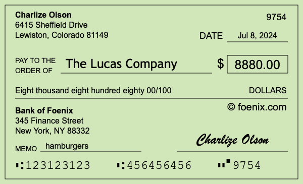 How to write a check for $8,880