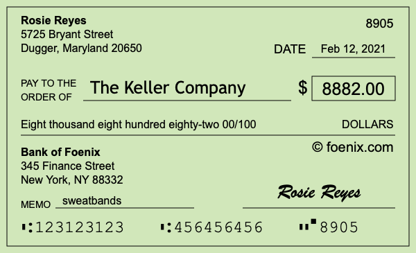 How to write a check for $8,882