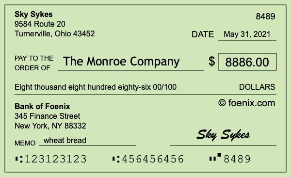 How to write a check for $8,886