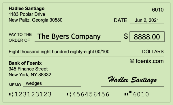 How to write a check for $8,888