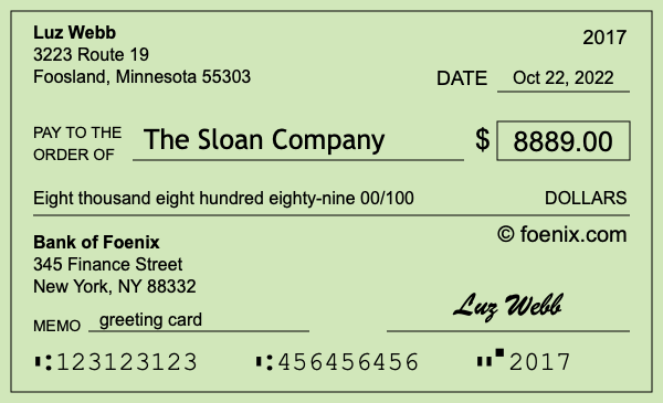 How to write a check for $8,889