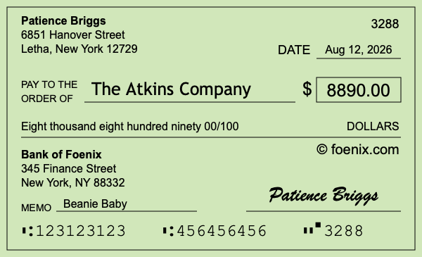 How to write a check for $8,890