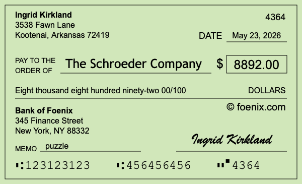 How to write a check for $8,892