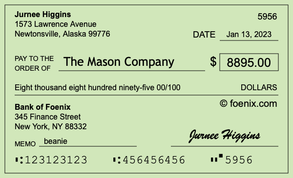 How to write a check for $8,895