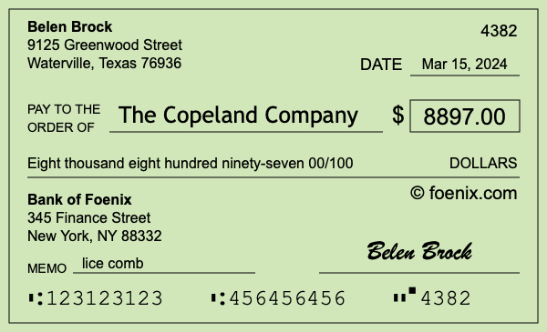 How to write a check for $8,897