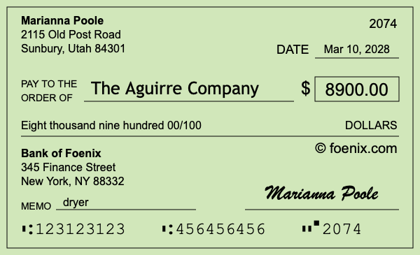 How to write a check for $8,900