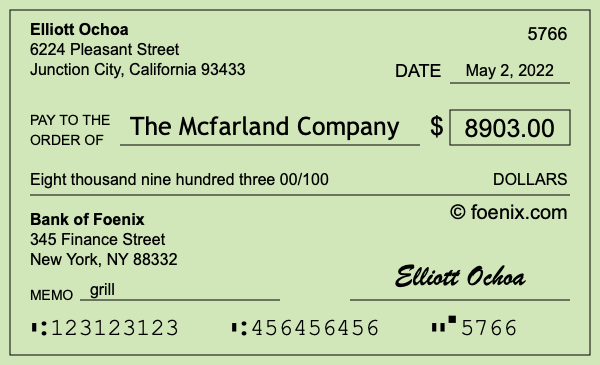 How to write a check for $8,903