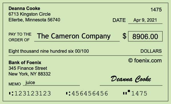 How to write a check for $8,906