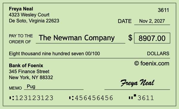 How to write a check for $8,907