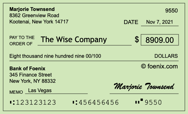 How to write a check for $8,909