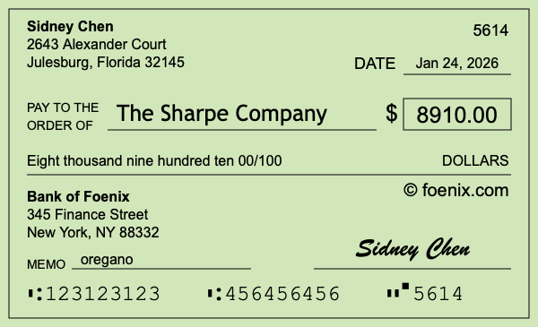 How to write a check for $8,910