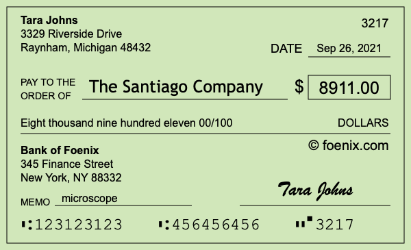 How to write a check for $8,911