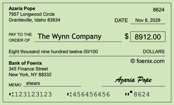 How to write a check for $8,912