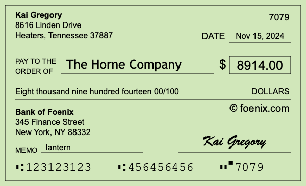 How to write a check for $8,914