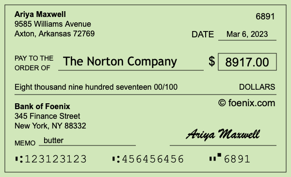 How to write a check for $8,917
