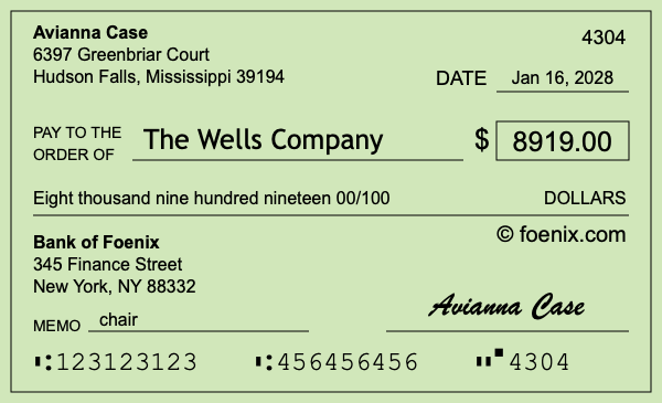 How to write a check for $8,919