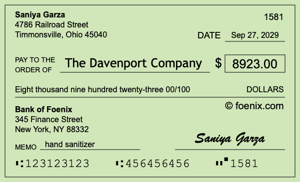 How to write a check for $8,923