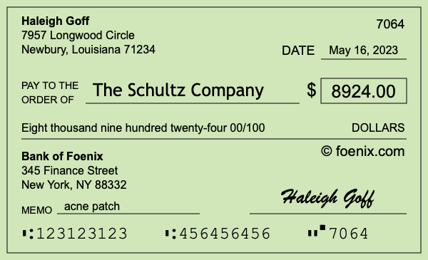 How to write a check for $8,924