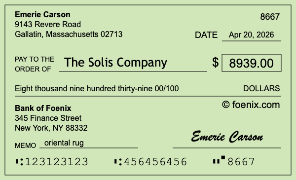 How to write a check for $8,939