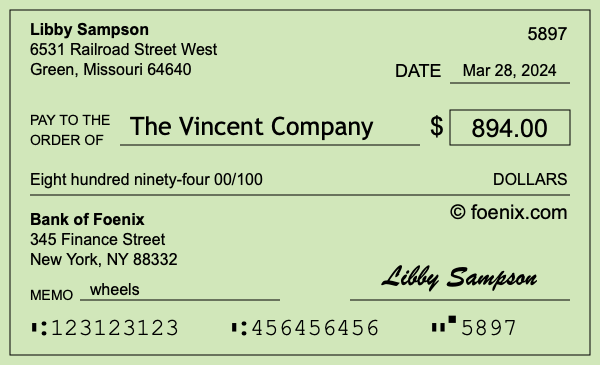 How to write a check for $894