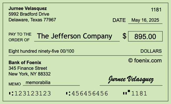 How to write a check for $895