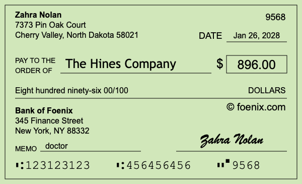 How to write a check for $896