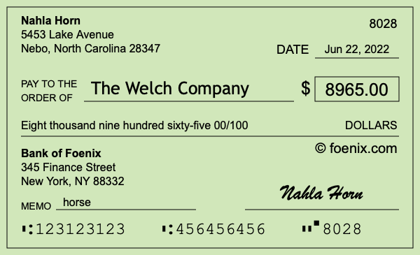 How to write a check for $8,965