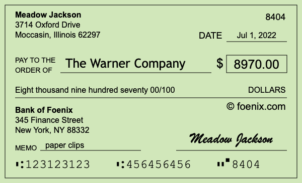How to write a check for $8,970
