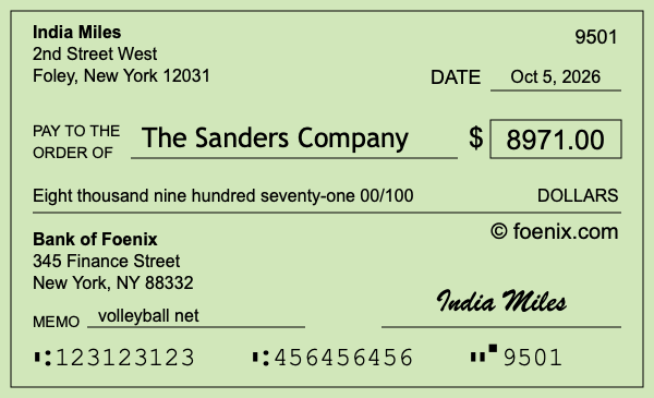 How to write a check for $8,971