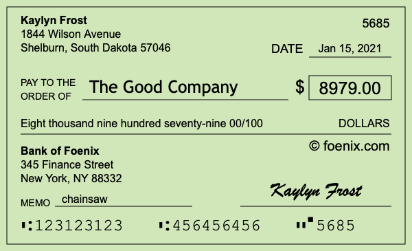How to write a check for $8,979