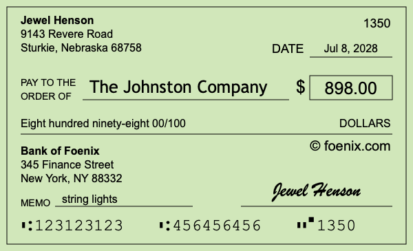How to write a check for $898