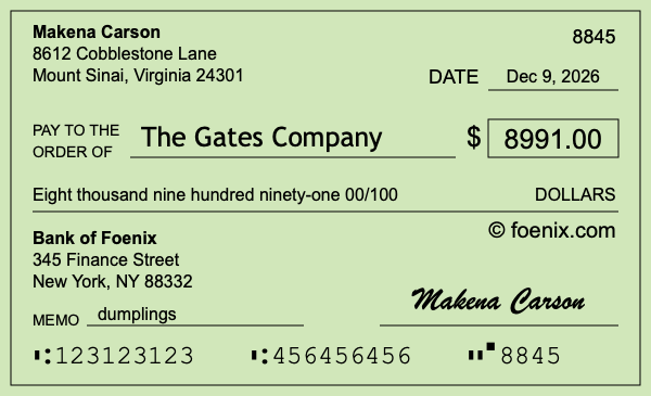 How to write a check for $8,991