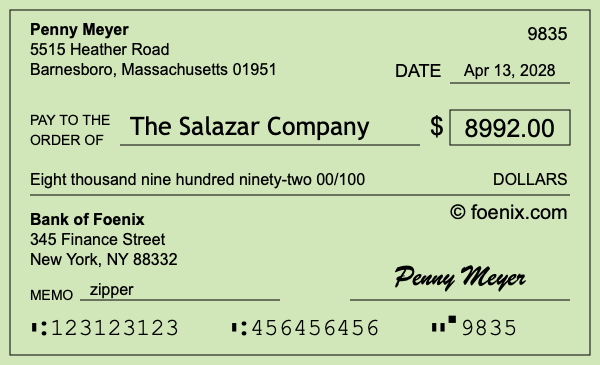 How to write a check for $8,992