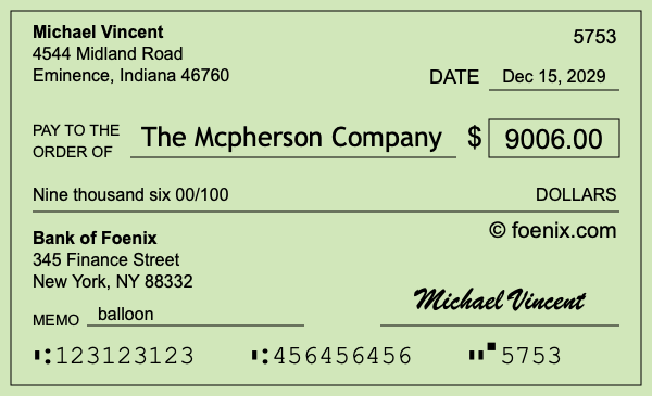 How to write a check for $9,006