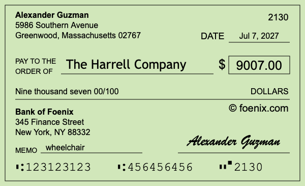 How to write a check for $9,007