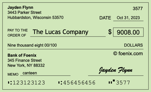 How to write a check for $9,008