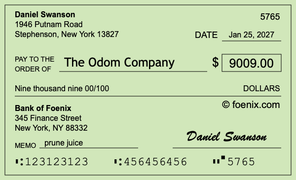 How to write a check for $9,009