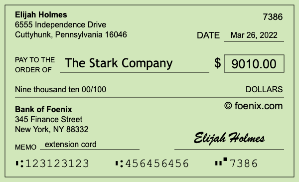 How to write a check for $9,010