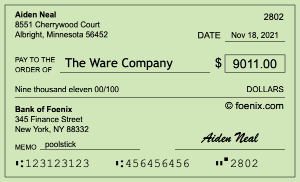 How to write a check for $9,011