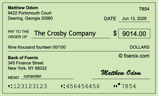 How to write a check for $9,014