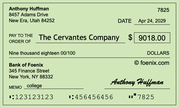 How to write a check for $9,018