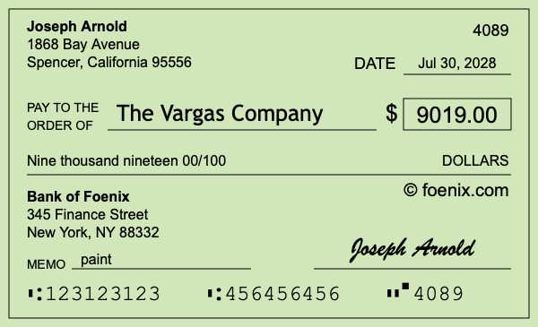 How to write a check for $9,019