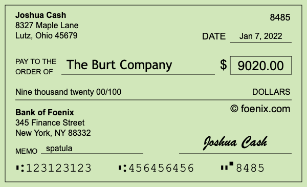 How to write a check for $9,020